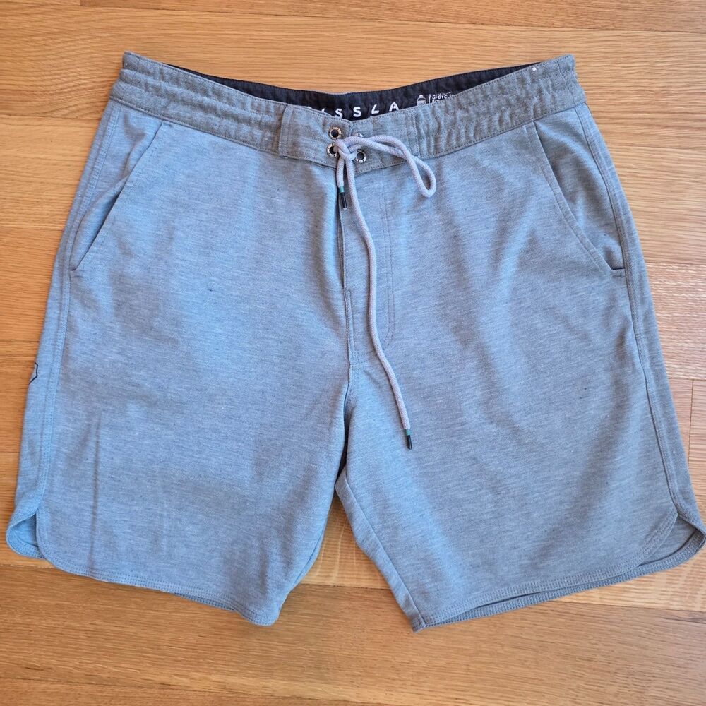 VISSLA Men’s Stretch Knit Walking Short Light Teal Blue Large
